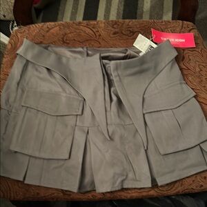 Gray Mini Skirt with Pockets